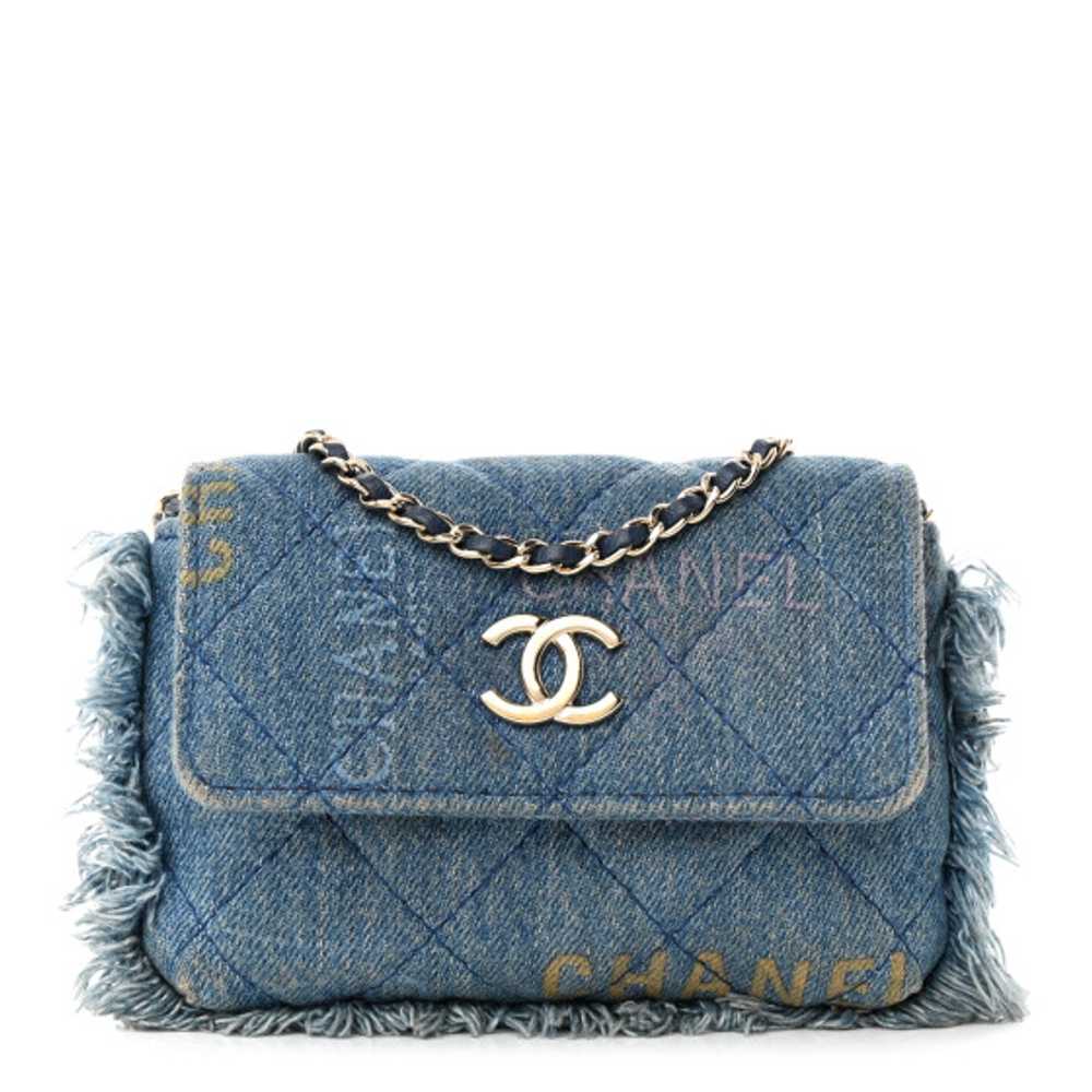 CHANEL Denim Quilted Denim Mood Clutch With Chain… - image 1