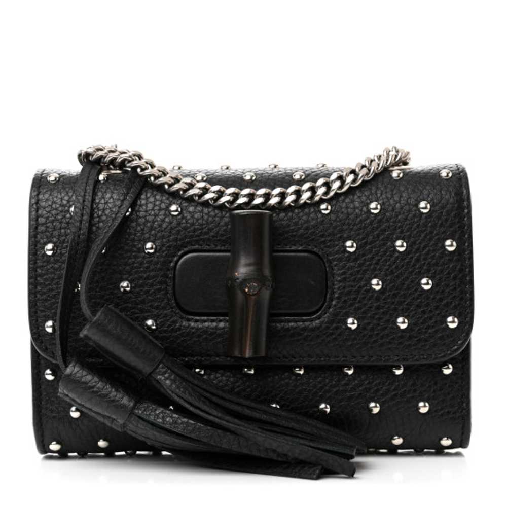 GUCCI Calfskin Small Studded Miss Bamboo Shoulder… - image 1