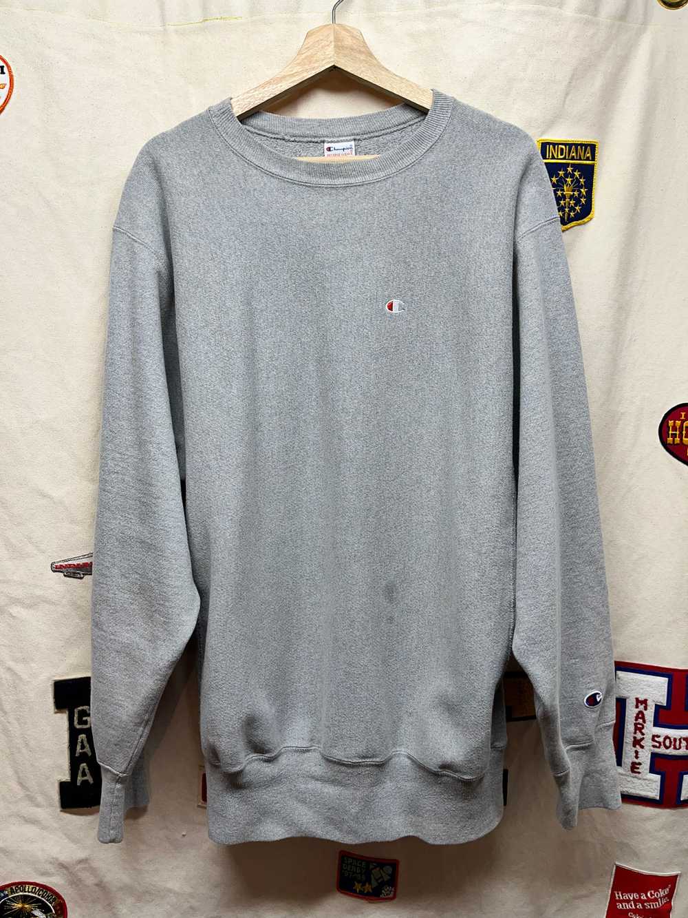 Vintage Champion Reverse Weave Grey Embroidered S… - image 1