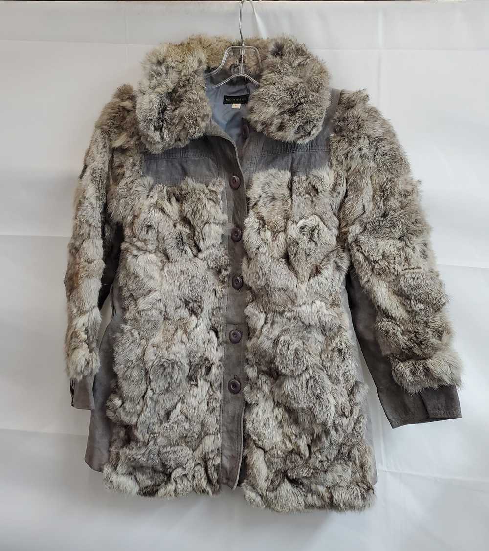 Vintage Angora Rabbit Fur Suede Leather Belted Wo… - image 1
