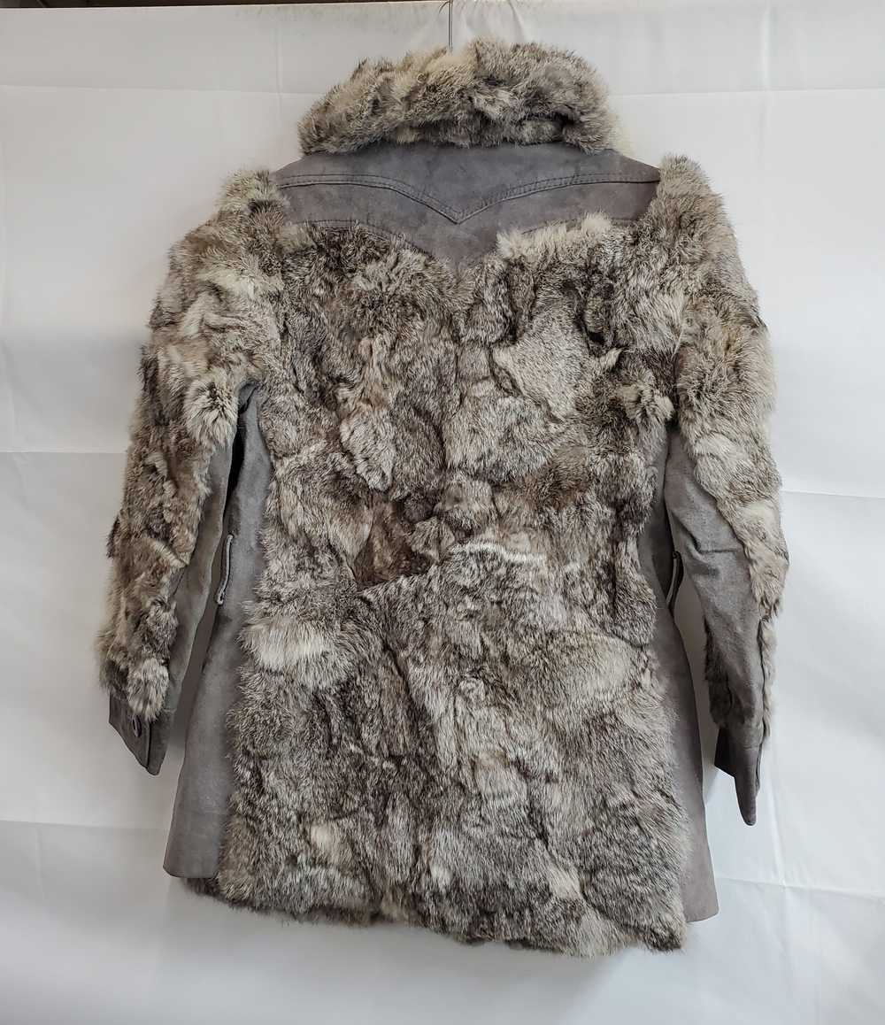 Vintage Angora Rabbit Fur Suede Leather Belted Wo… - image 4