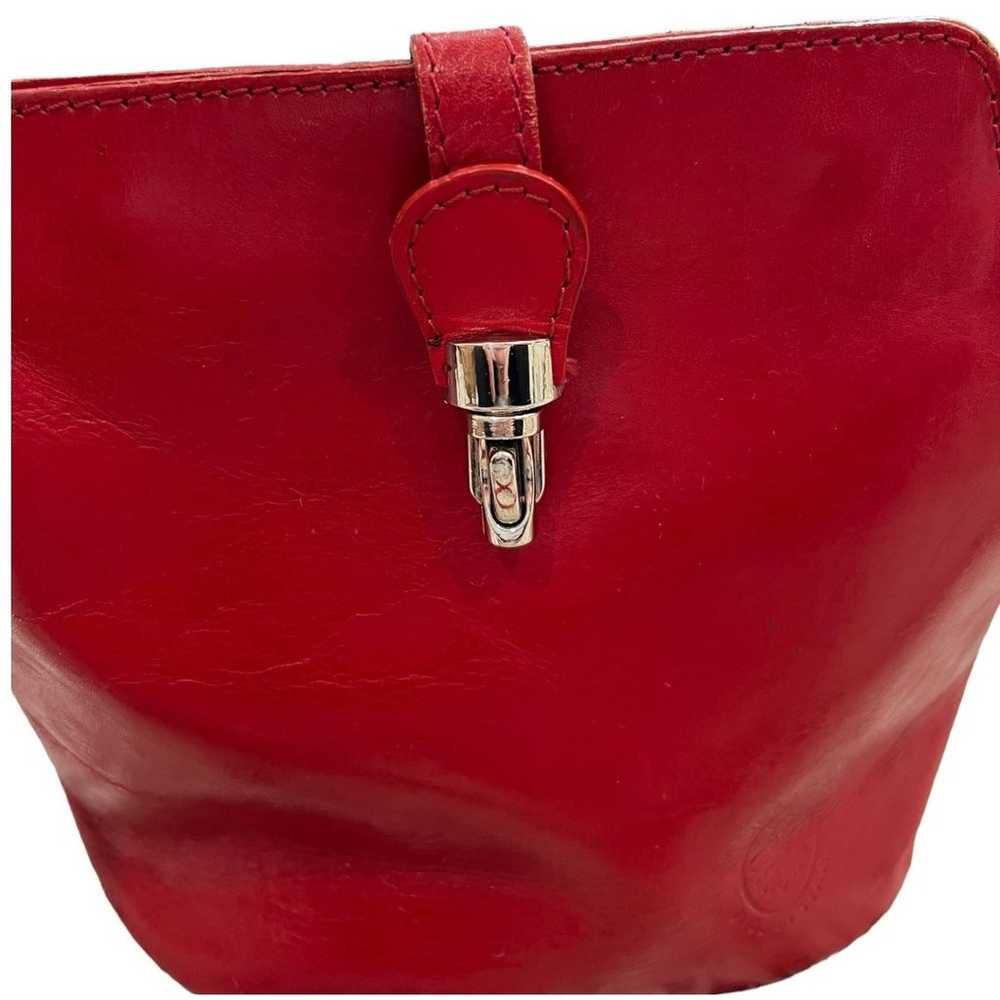 Vera Pelle Red Italian Leather Bucket Bag - image 2