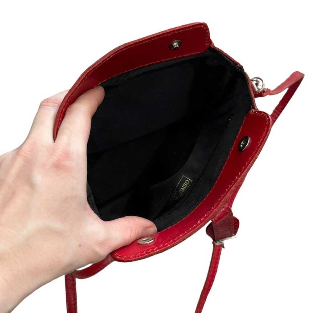 Vera Pelle Red Italian Leather Bucket Bag - image 7