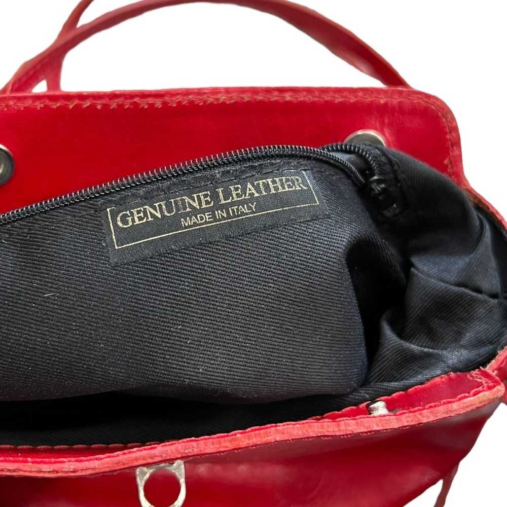 Vera Pelle Red Italian Leather Bucket Bag - image 8