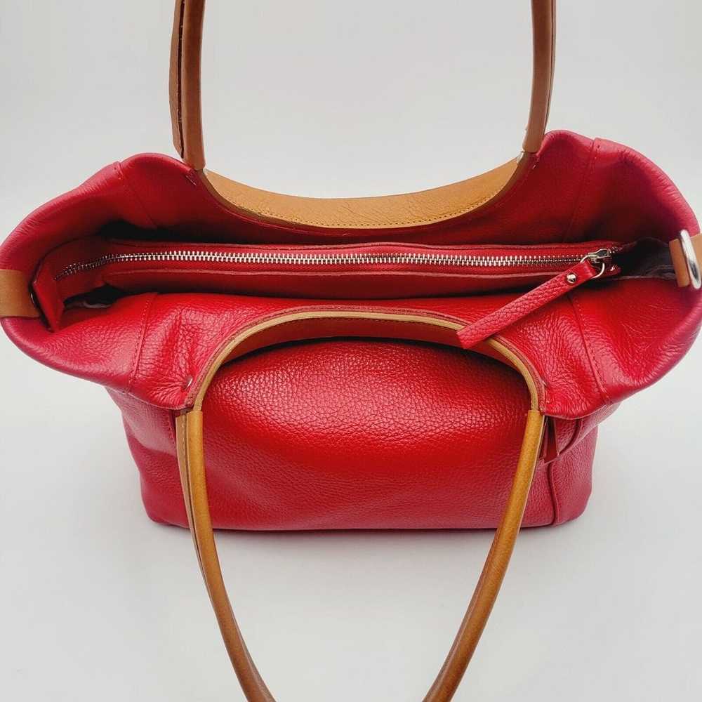 Valentina Italy Handbag Red Leather Satchel Shoul… - image 10