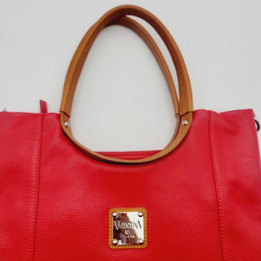 Valentina Italy Handbag Red Leather Satchel Shoul… - image 11