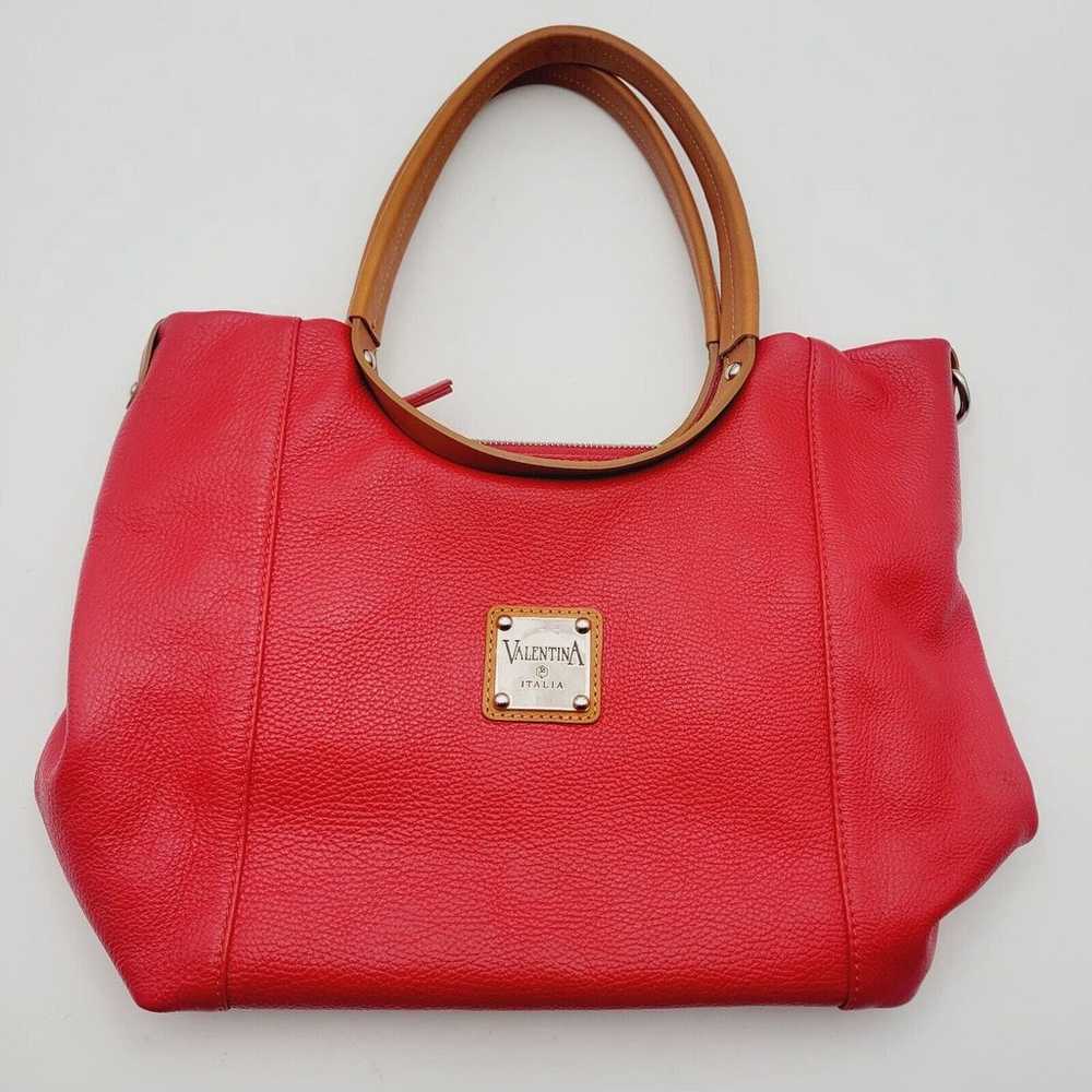 Valentina Italy Handbag Red Leather Satchel Shoul… - image 3