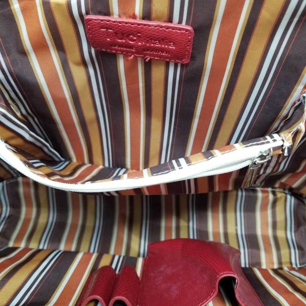 Tuci Italia Croc Leather Shoulder Handbag Large C… - image 9