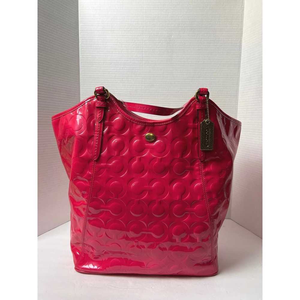 Hot Pink Coach Peyton Embossed Leather Tote Bag - image 1
