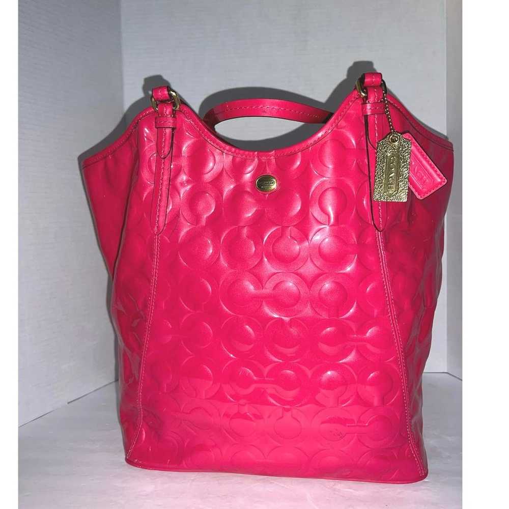 Hot Pink Coach Peyton Embossed Leather Tote Bag - image 2