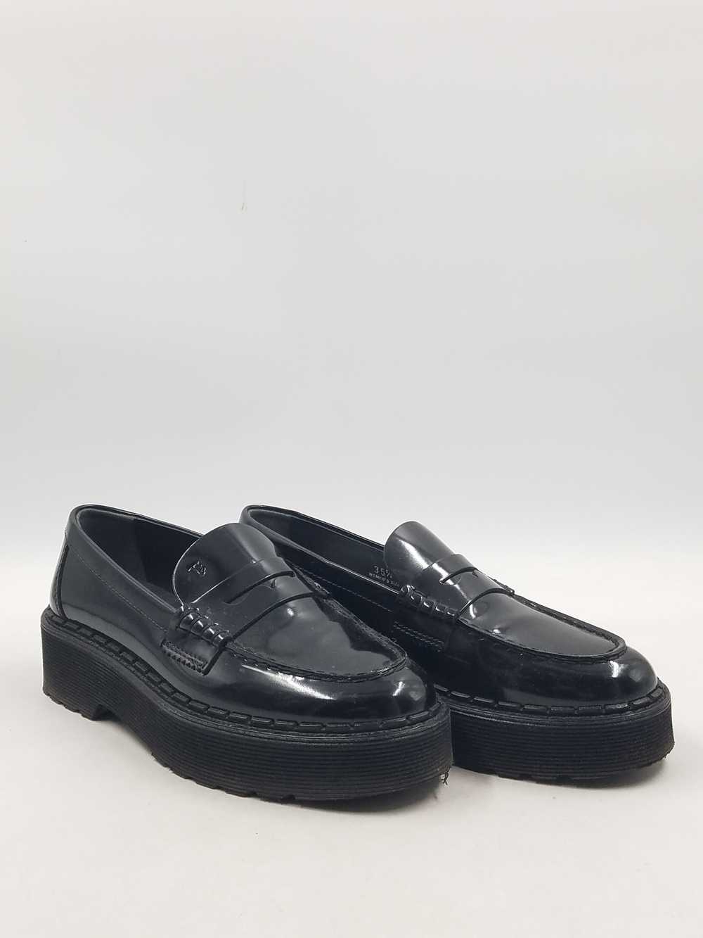 Authentic Tod's Black Platform Penny Loafers W 5.5 - image 3
