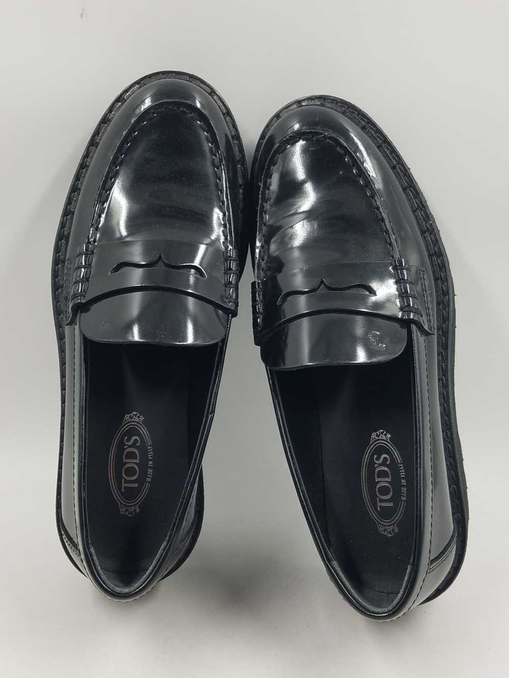 Authentic Tod's Black Platform Penny Loafers W 5.5 - image 6