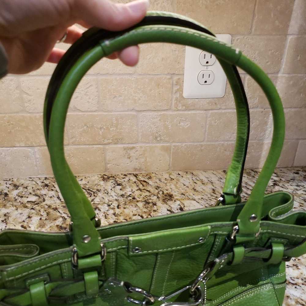 Coach pebble green leather handbag - image 10