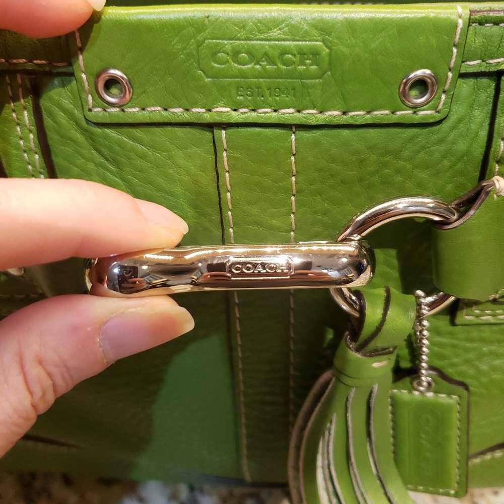 Coach pebble green leather handbag - image 2