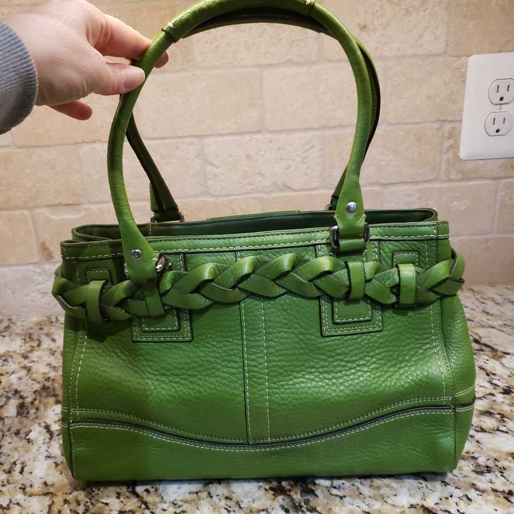 Coach pebble green leather handbag - image 3