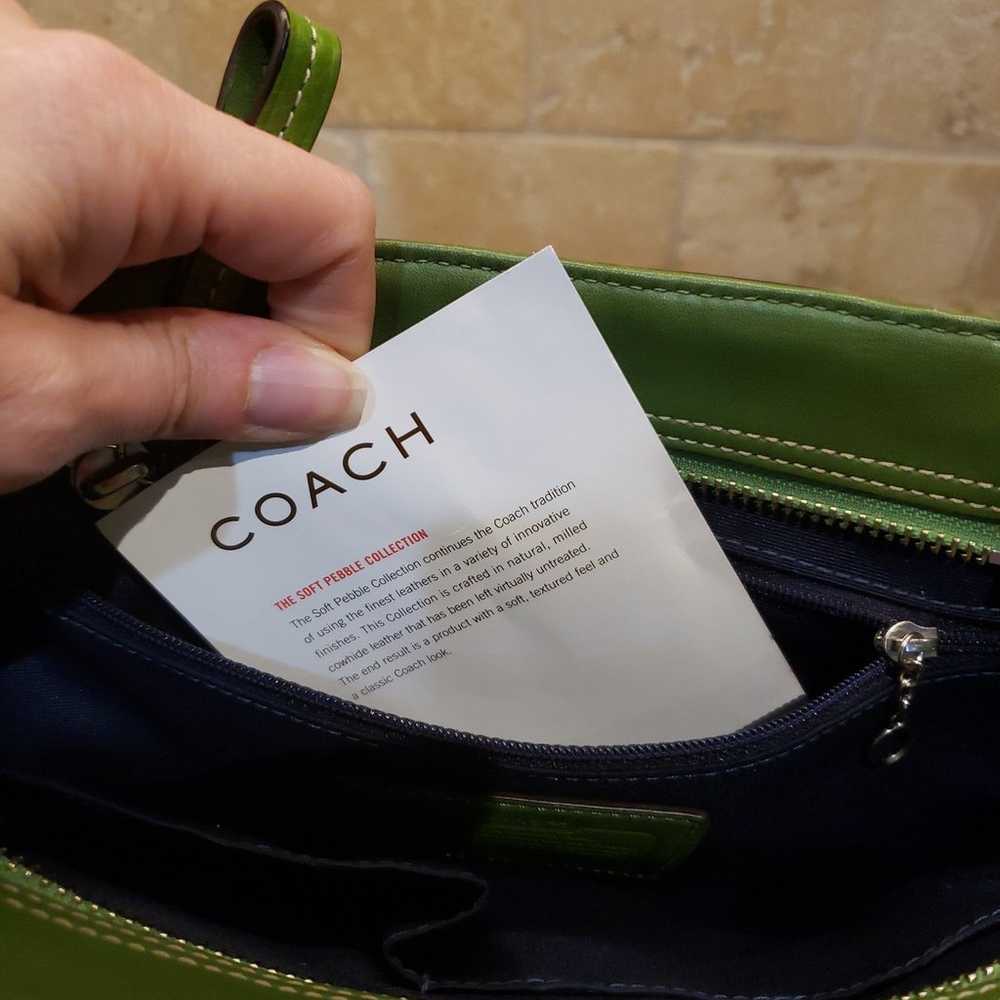 Coach pebble green leather handbag - image 8