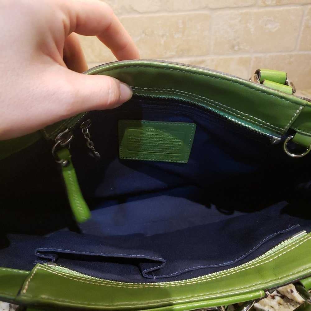 Coach pebble green leather handbag - image 9