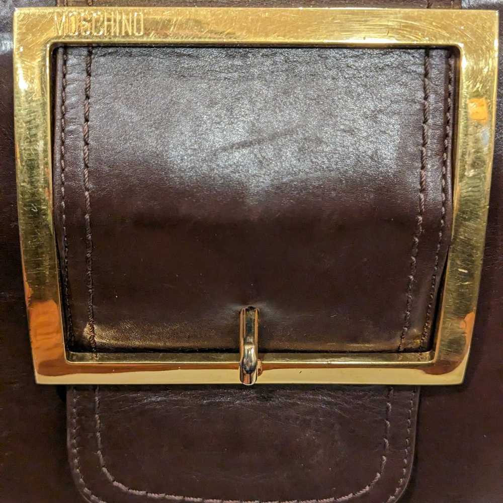 Vintage Moschino Dark Brown Genuine Leather Dual … - image 2