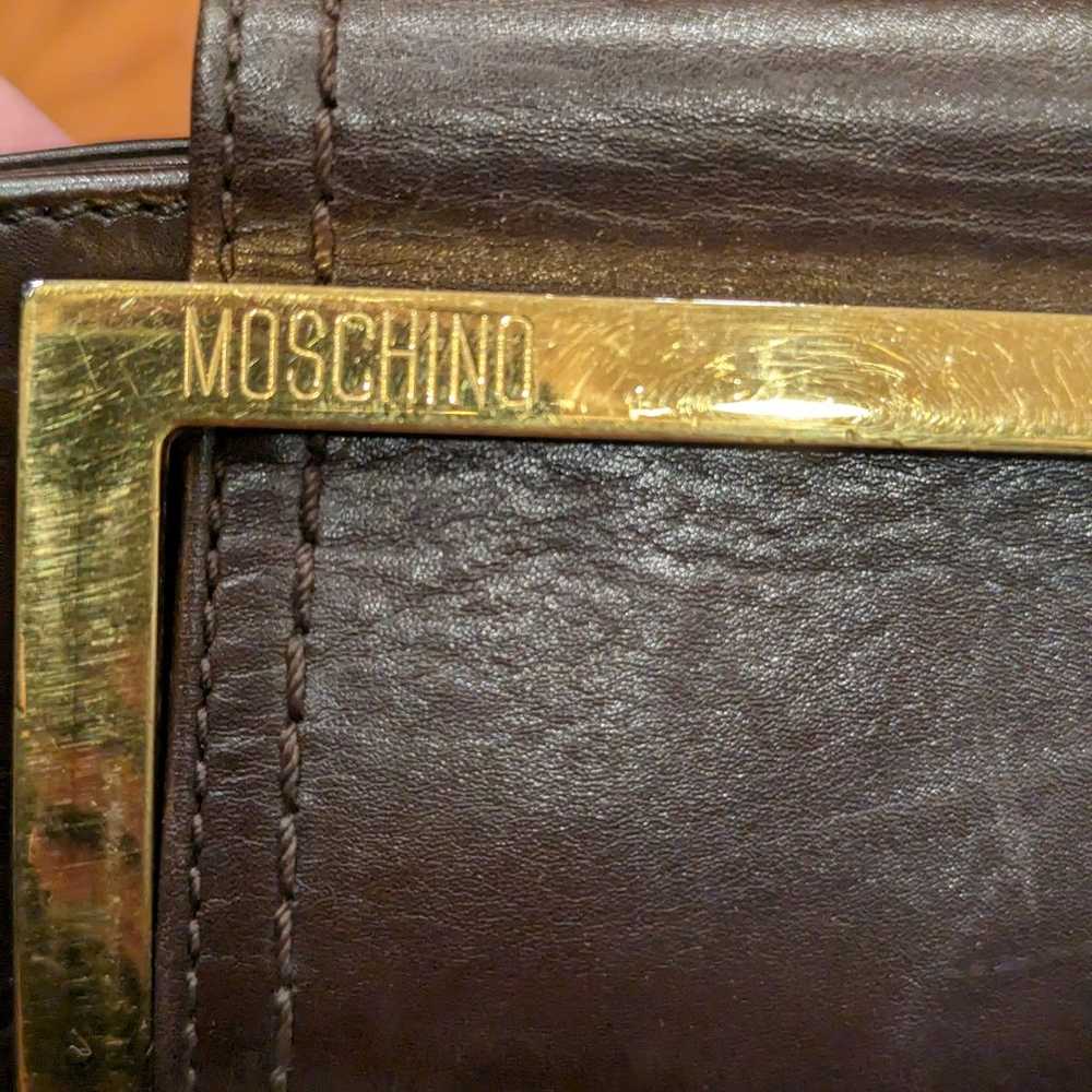 Vintage Moschino Dark Brown Genuine Leather Dual … - image 3