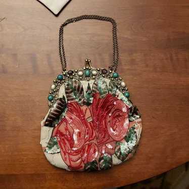 christiana floral beaded turnlock evening bag