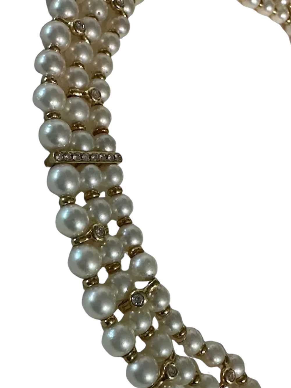 14K YG Pearl and Diamond Multi-Strand Necklace - image 8