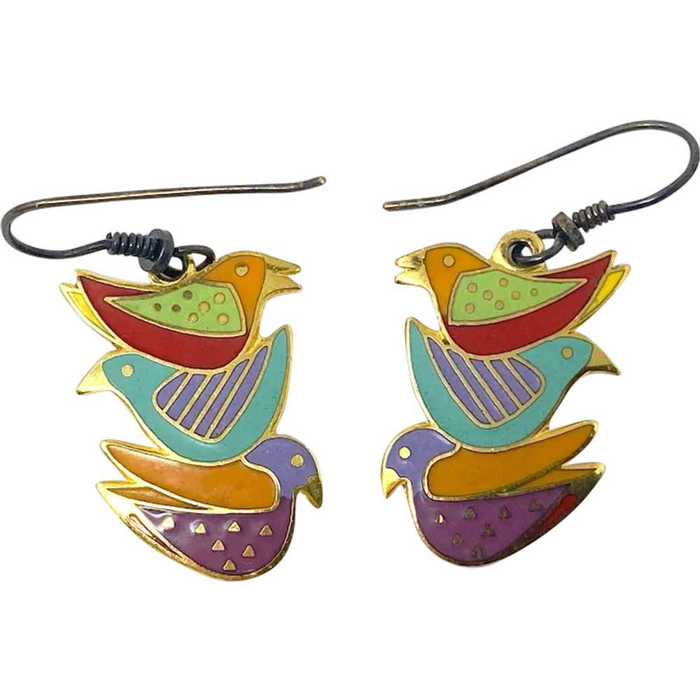 Colorful Laurel Burch “Rainbow Bird” Earrings - image 1