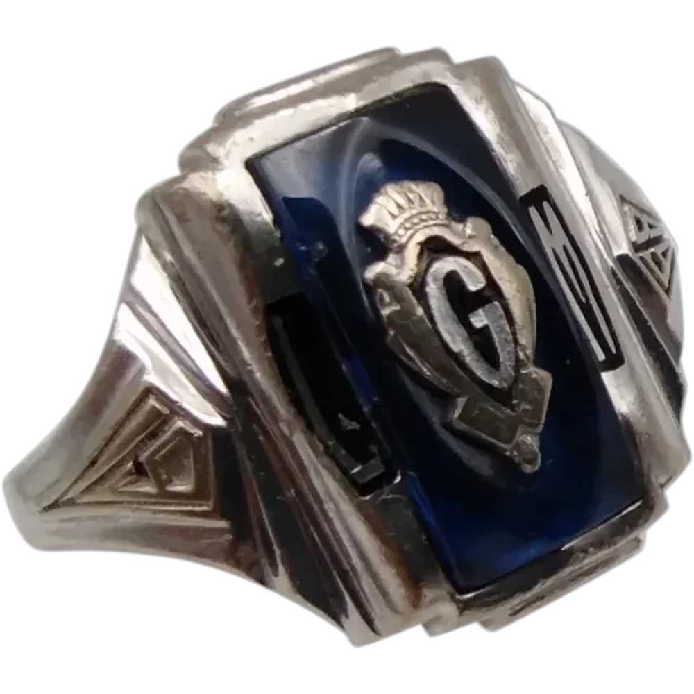 G High school class 10k solid white gold dark blu… - image 1