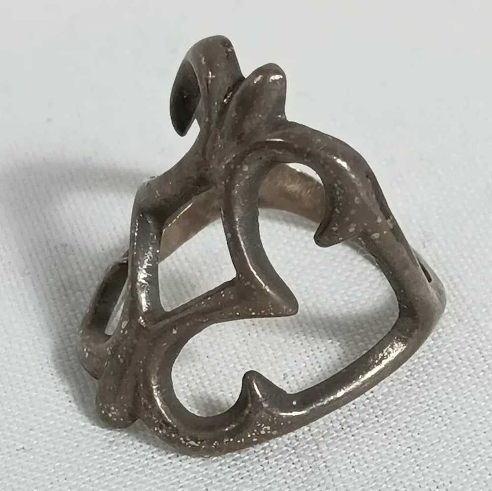 Sand cast sterling silver Navajo ring - image 2