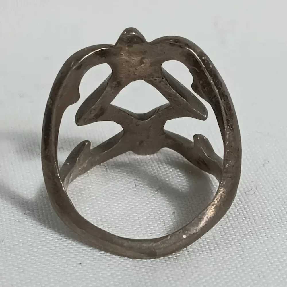 Sand cast sterling silver Navajo ring - image 3
