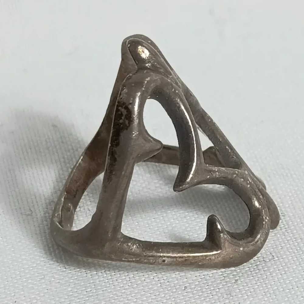 Sand cast sterling silver Navajo ring - image 4