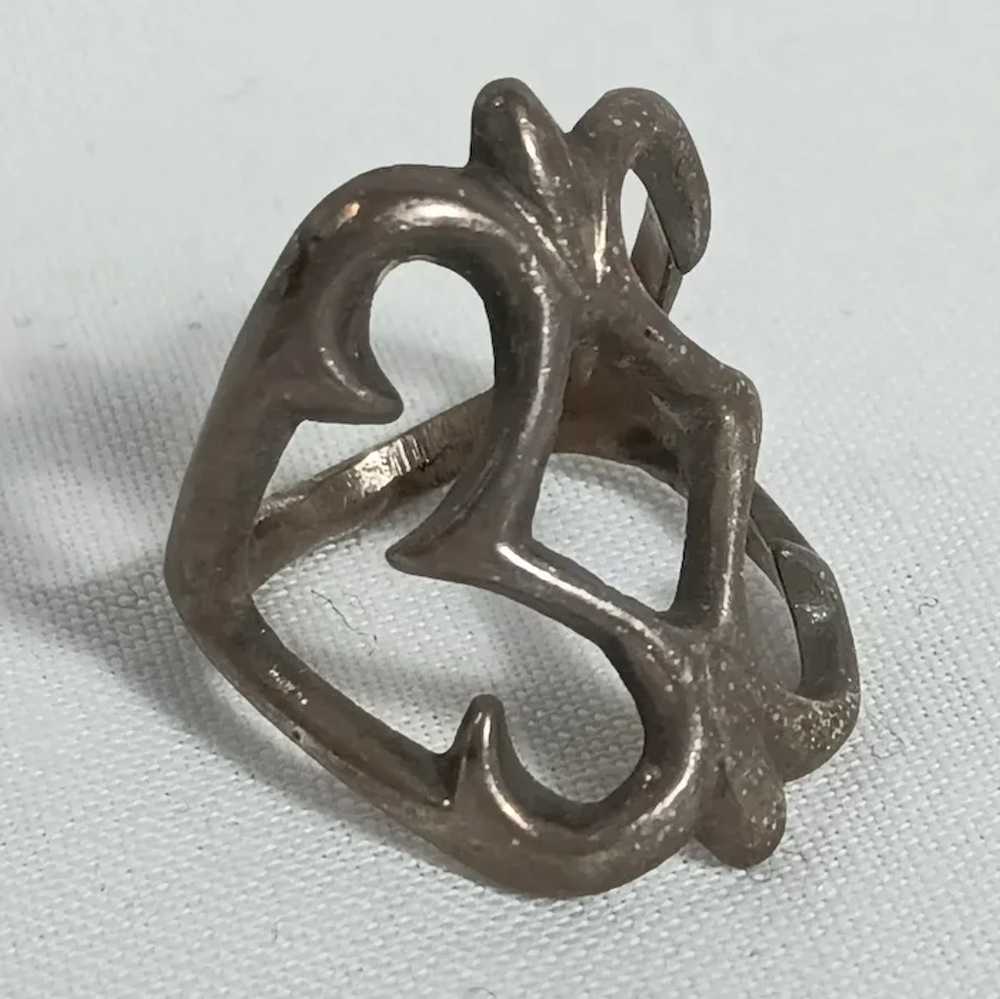 Sand cast sterling silver Navajo ring - image 5