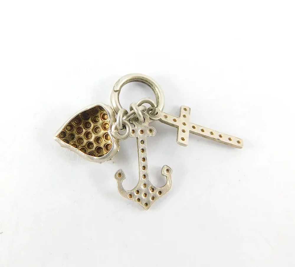 Antique EDWARDIAN Silver CROSS ANCHOR HEART For F… - image 3