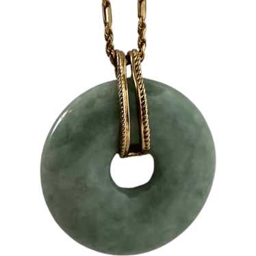 14k gold genuine green purple jadeite store jade donut pendant 1”