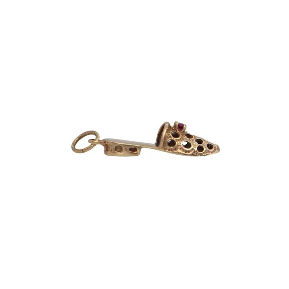 Vintage 10K Gold and Ruby Slipper Charm - image 4