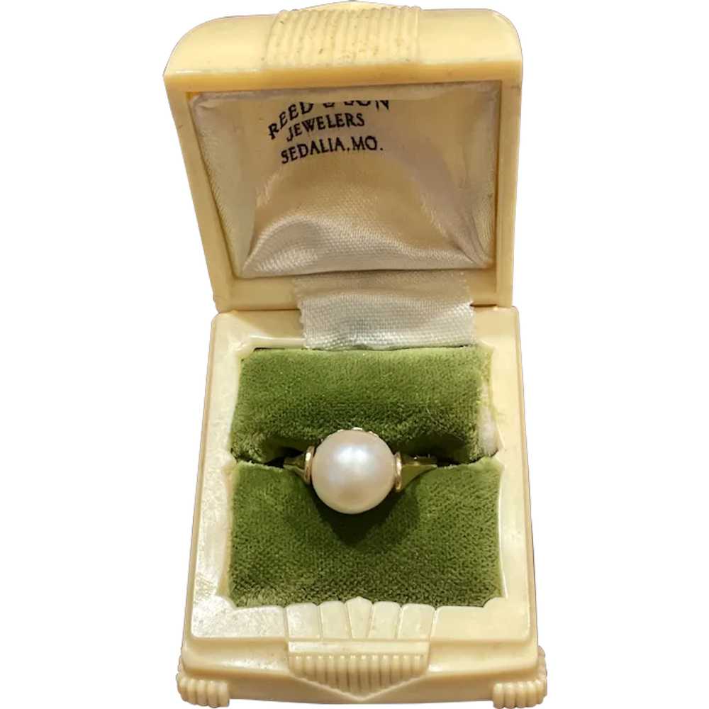 18k Yellow Gold 10mm Pearl Ring - image 1