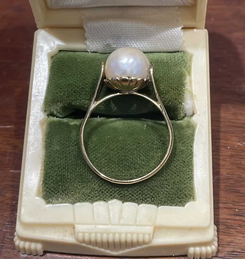 18k Yellow Gold 10mm Pearl Ring - image 6