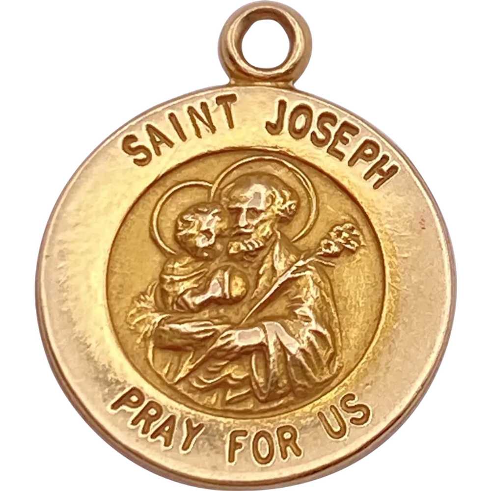 Saint Joseph Vintage Faith Charm 14K Gold - image 1