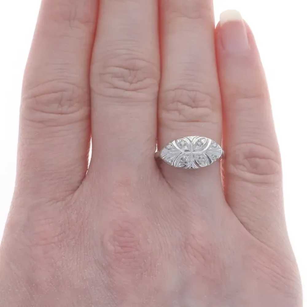 White Gold Diamond Vintage Cluster Ring - 14k Sin… - image 2