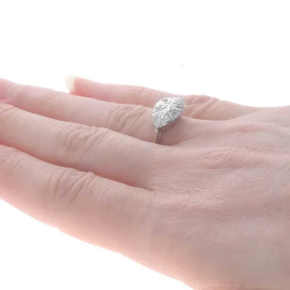 White Gold Diamond Vintage Cluster Ring - 14k Sin… - image 4