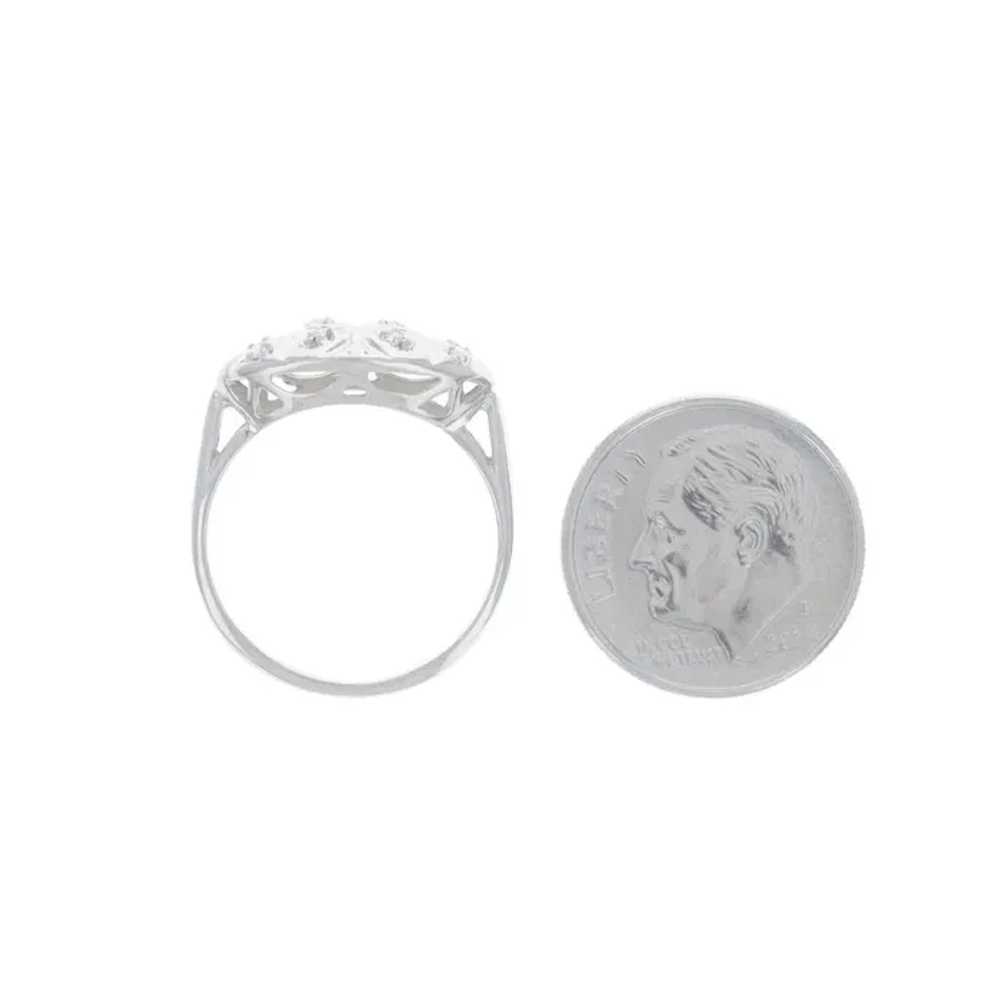 White Gold Diamond Vintage Cluster Ring - 14k Sin… - image 5