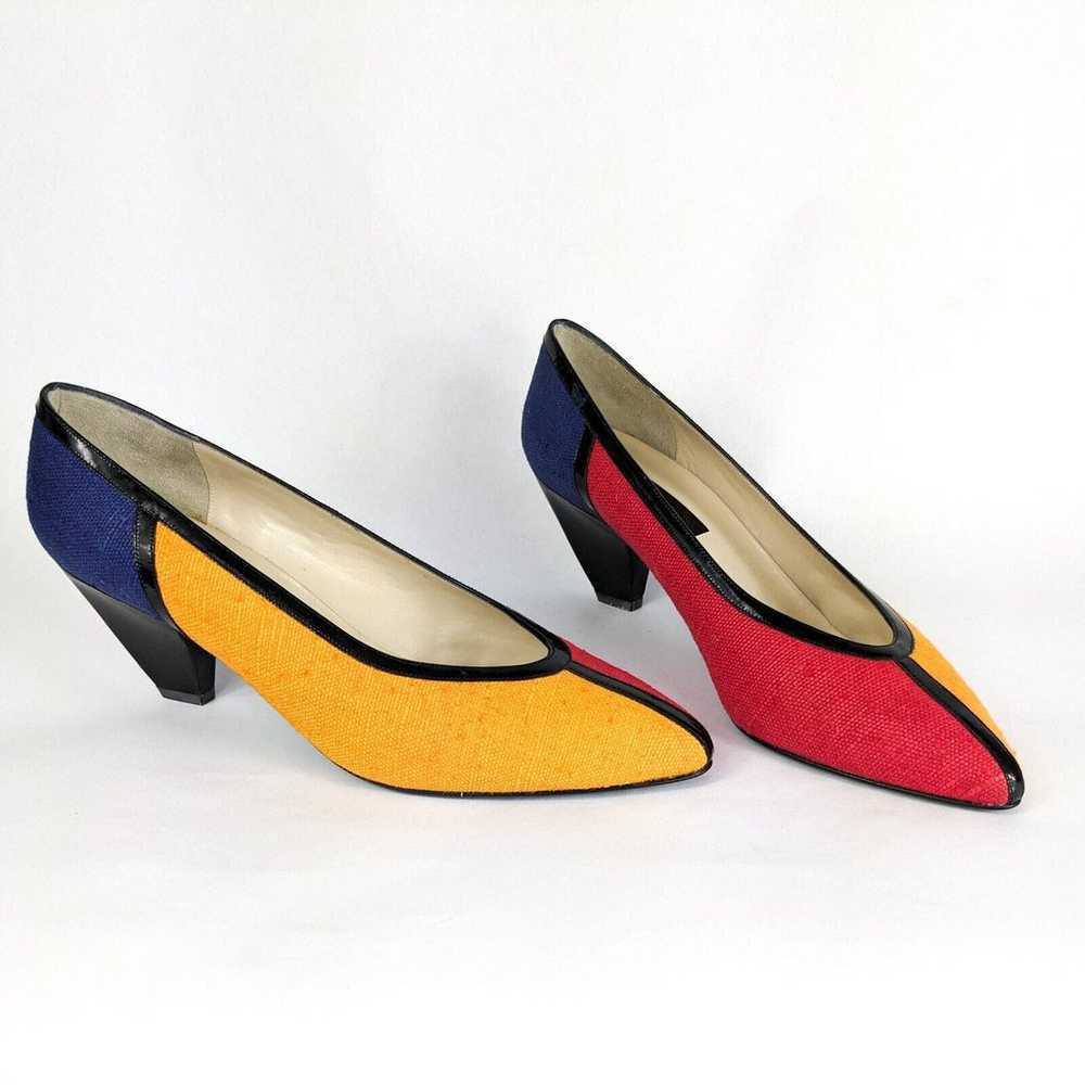 Vintage Sesto Meucci Heels Pumps Colorblock 80S 9… - image 1