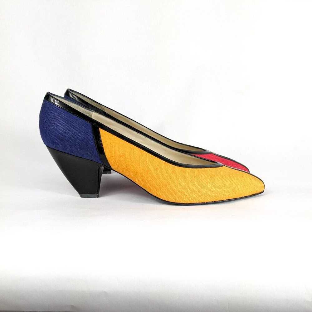 Vintage Sesto Meucci Heels Pumps Colorblock 80S 9… - image 3