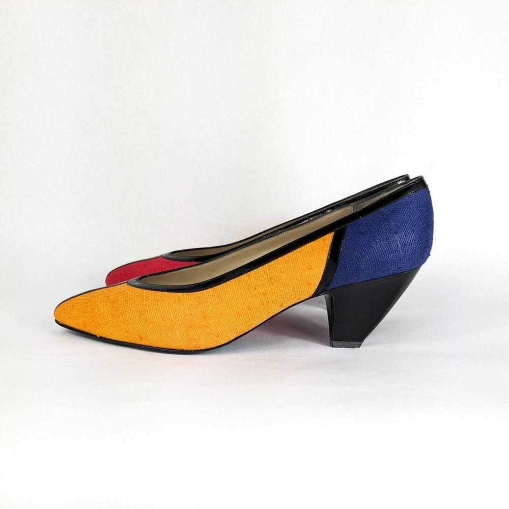 Vintage Sesto Meucci Heels Pumps Colorblock 80S 9… - image 5