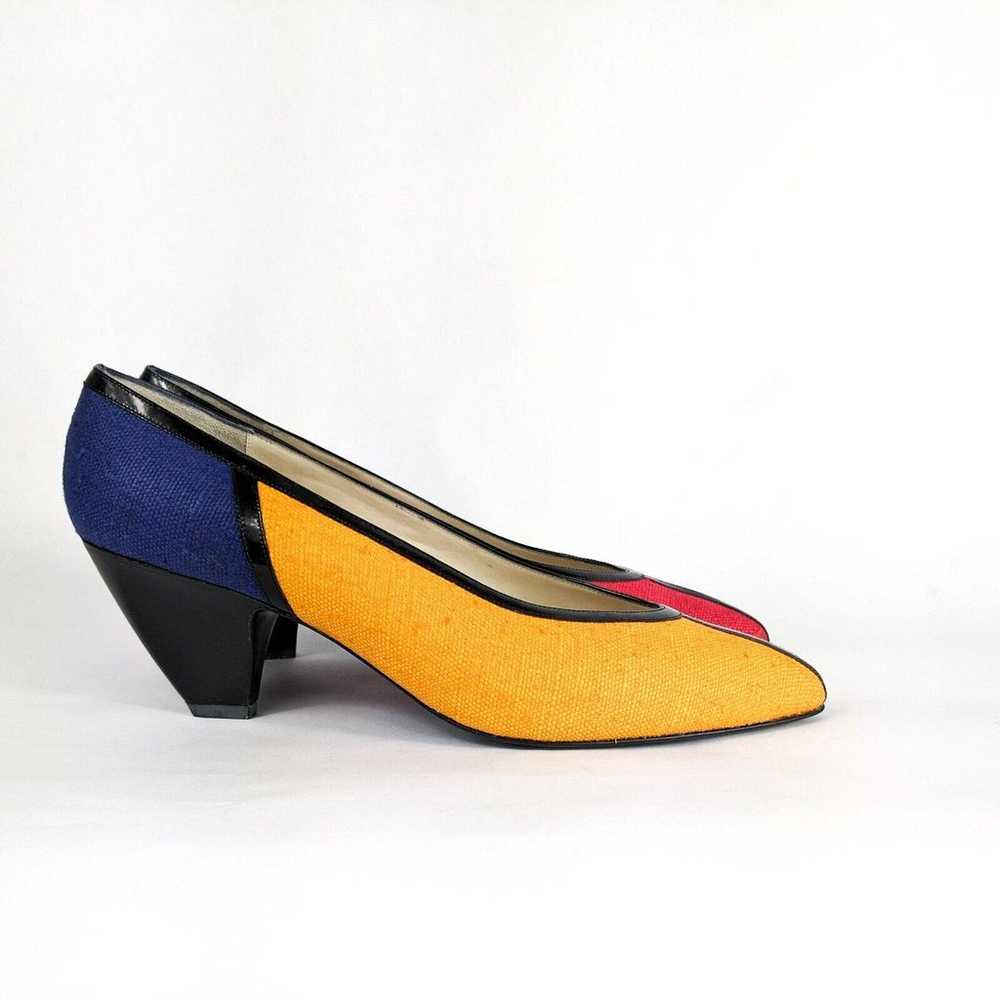 Vintage Sesto Meucci Heels Pumps Colorblock 80S 9… - image 7