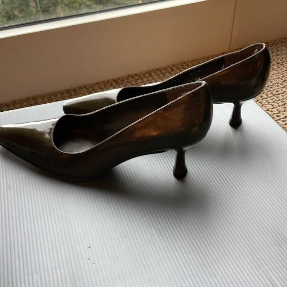 Vintage Patent Leather Stuart Weizmann Plaid Heels - image 3