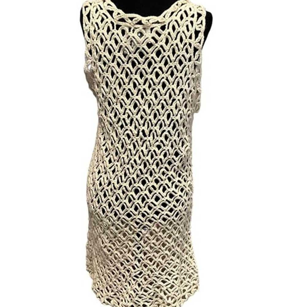 Vintage Hand Knit Crochet Knit Tie-Front Sleevele… - image 4