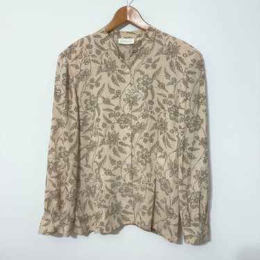 Dana Buchman Womens Vintage Floral Silk Shirt Siz… - image 1
