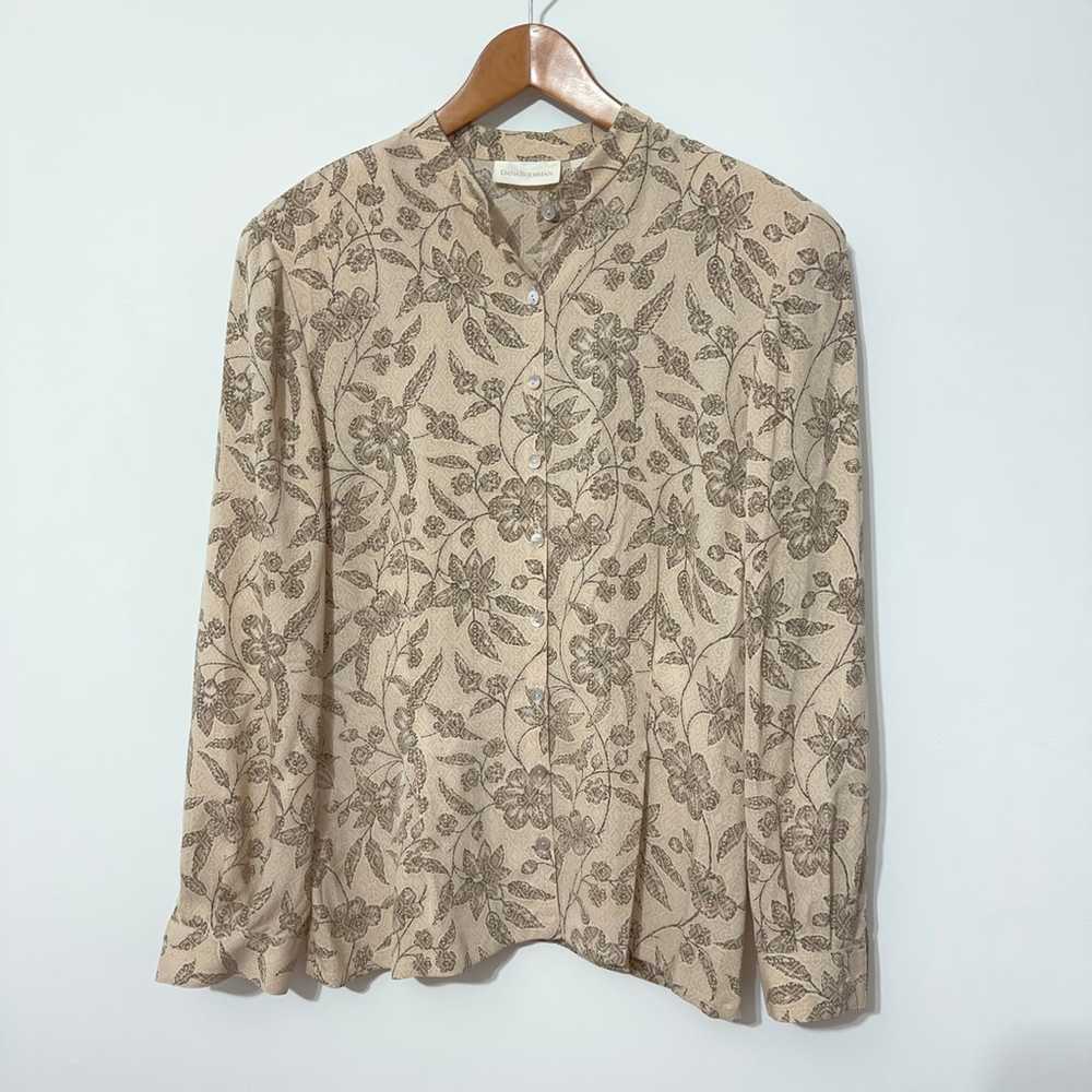 Dana Buchman Womens Vintage Floral Silk Shirt Siz… - image 2