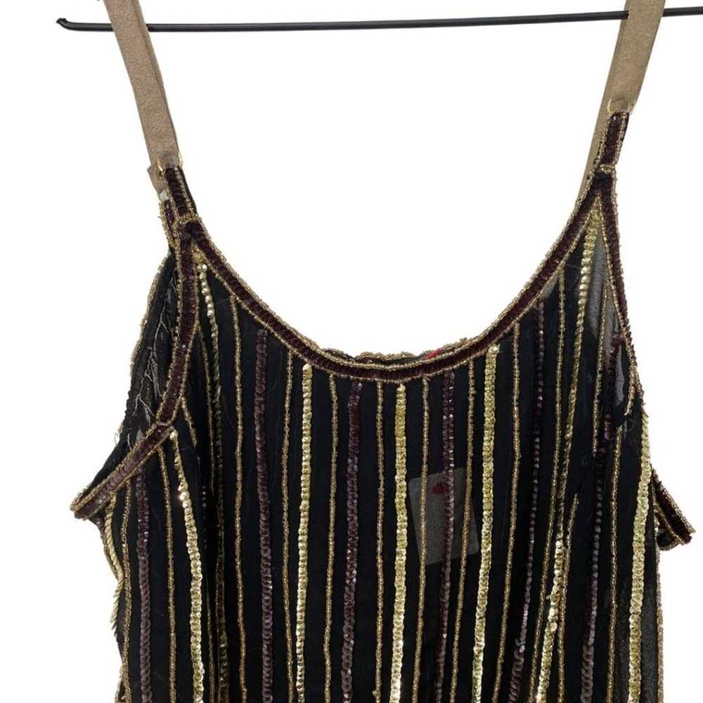 Vintage Sheer Tank Top with Sequin and Beads Sued… - image 6