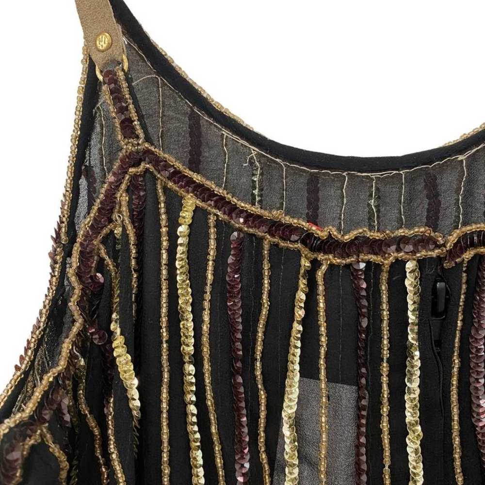 Vintage Sheer Tank Top with Sequin and Beads Sued… - image 9